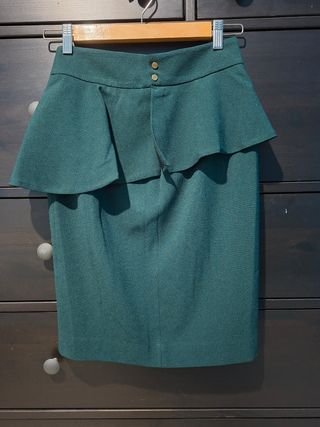 Falda Tubo Zara Peplum Verde