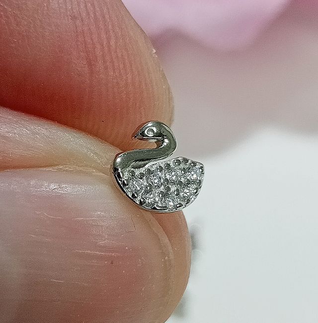 Pendientes mini cisnes plata ley