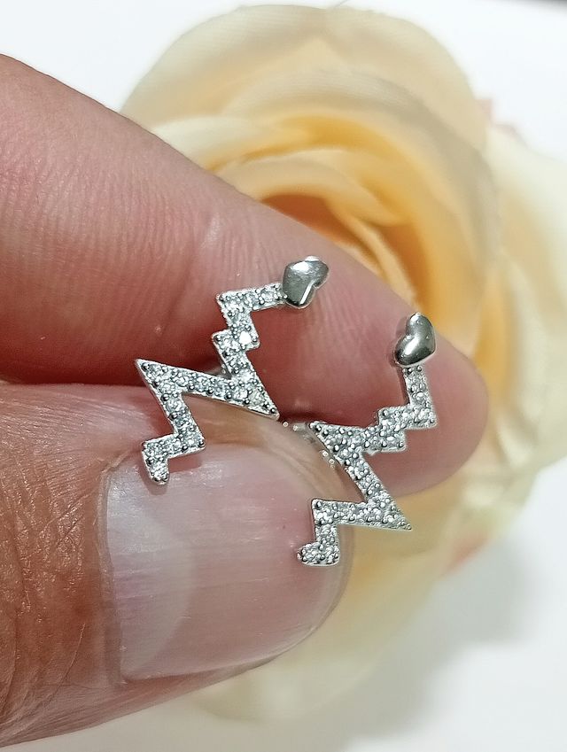 Pendientes plata ley electrocardiograma