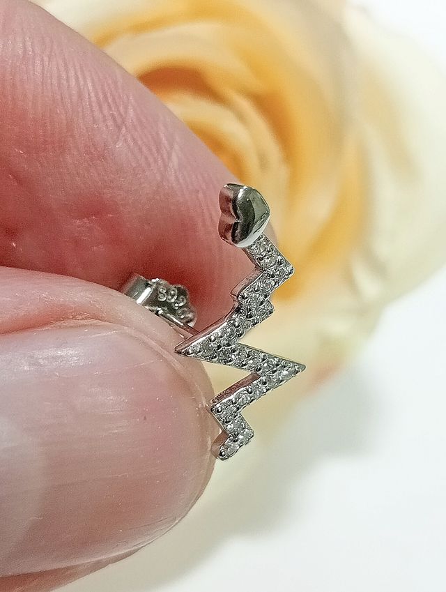 Pendientes plata ley electrocardiograma