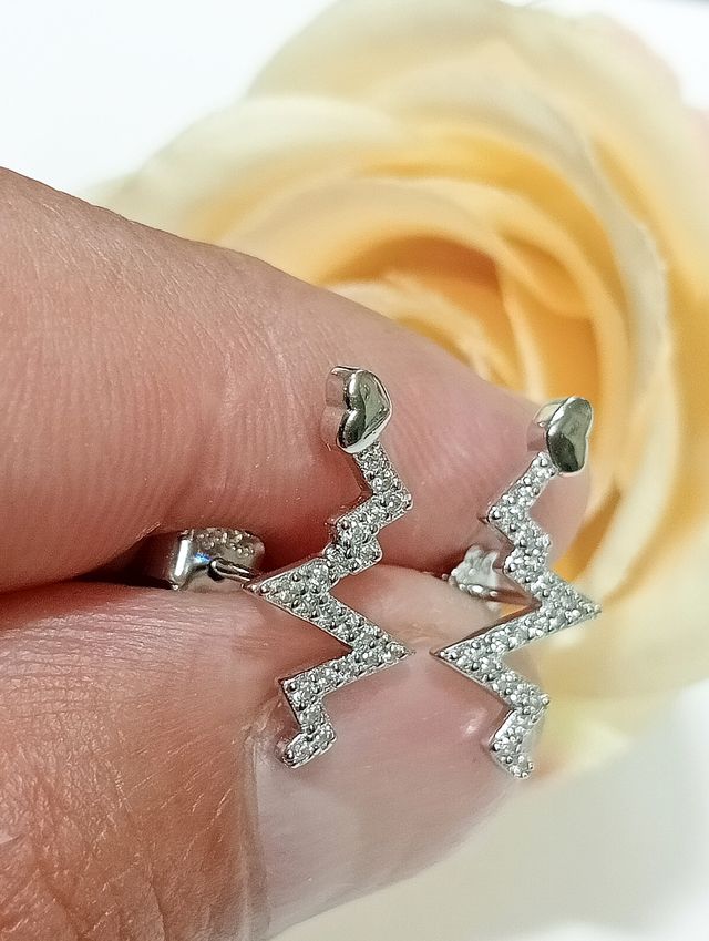 Pendientes plata ley electrocardiograma