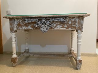 Mesa escritorio vintage 2 cajones, sin cristal.