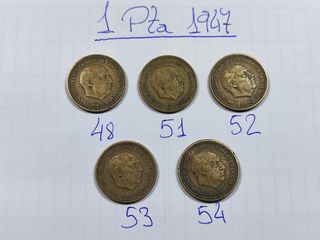 Lote 1 peseta 1947 (*48 *51 *52 *53 *54)
