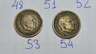 Lote 1 peseta 1947 (*48 *51 *52 *53 *54)