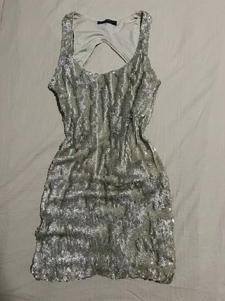 Vestido lentejuelas plata fiesta