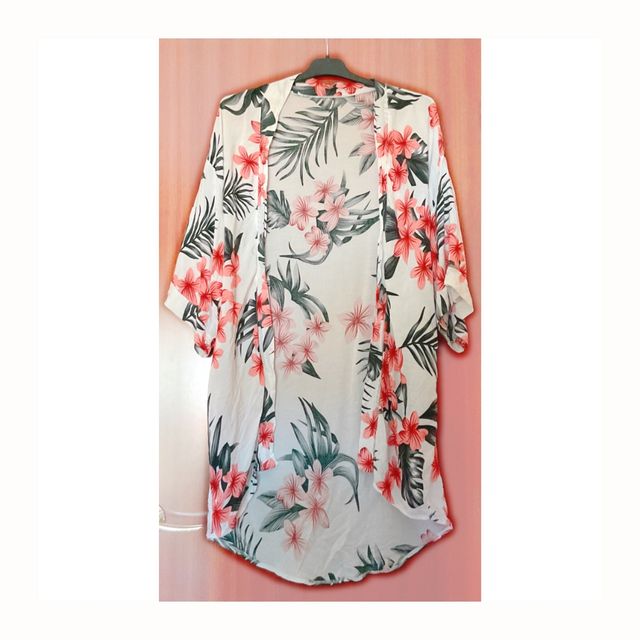 Kimono de Flores Manga Corta Chaqueta de Verano