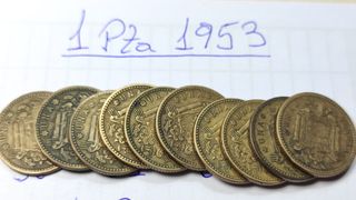 Lote 21 monedas 1 Pta 1953 y 1963