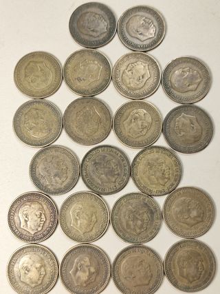 Lote 21 monedas 1 Pta 1953 y 1963