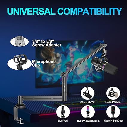 Socodox Brazo Micrófono Bajo Perfil Abrazadera 7cm