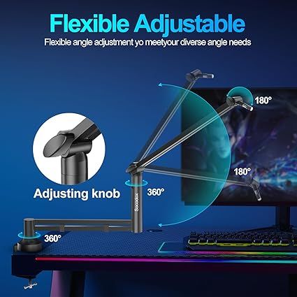 Socodox Brazo Micrófono Bajo Perfil Abrazadera 7cm