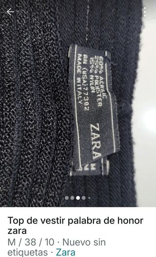 Top palabra de honor Zara - M