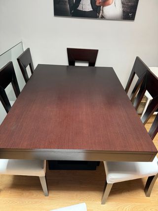 conjunto Mesa comedor extensible wengue y sillas