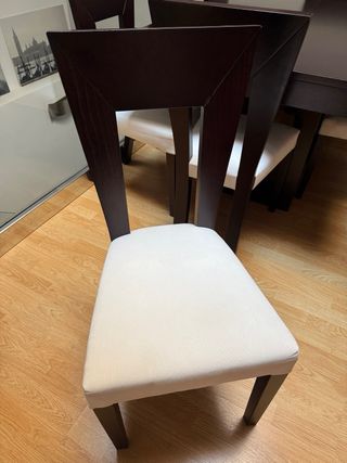 conjunto Mesa comedor extensible wengue y sillas