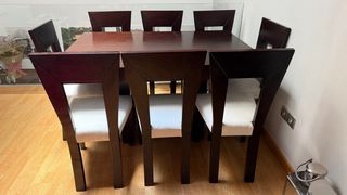 conjunto Mesa comedor extensible wengue y sillas