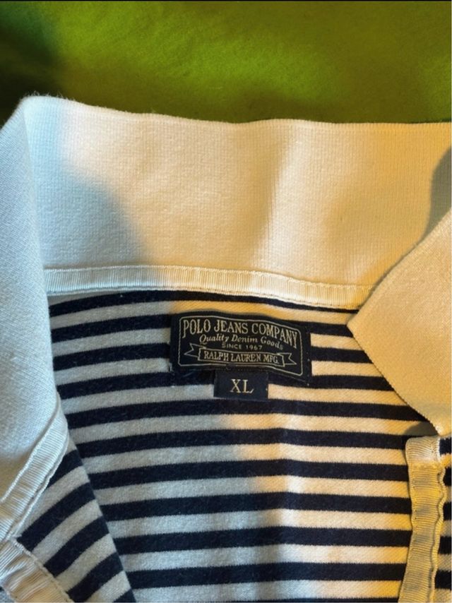 Polo Ralph Lauren a righe blu e bianche XL