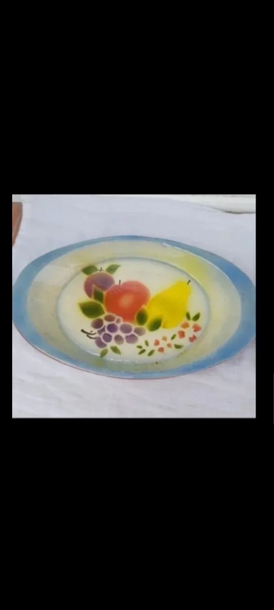 Bandejas barro pintadas fruta - Vintage