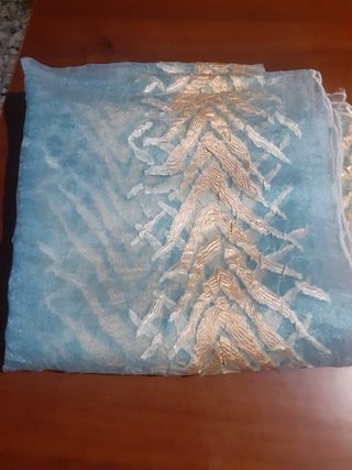 Telo tenda chiffon blu e oro