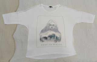 Camiseta blanca manga 3/4 - Talla M