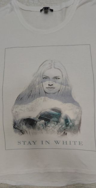 Camiseta blanca manga 3/4 - Talla M