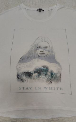 Camiseta blanca manga 3/4 - Talla M