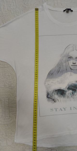 Camiseta blanca manga 3/4 - Talla M