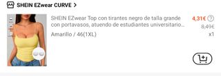 Top amarillo con copas internas
