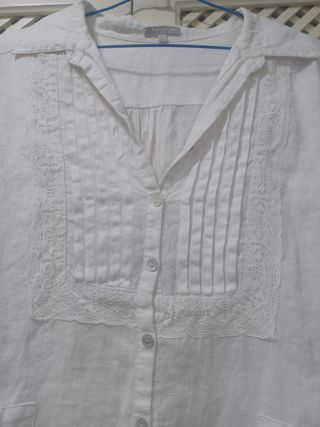 Blusón Massimo Dutti blanco talla M