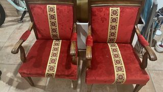 Sillones estilo imperio  rojos  de haya - 2 uds