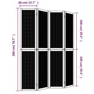 vidaXL Biombo separador de 4 paneles madera maciza