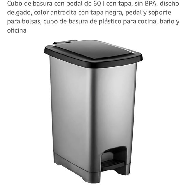 Cubo basura pedal 60L - Antracita