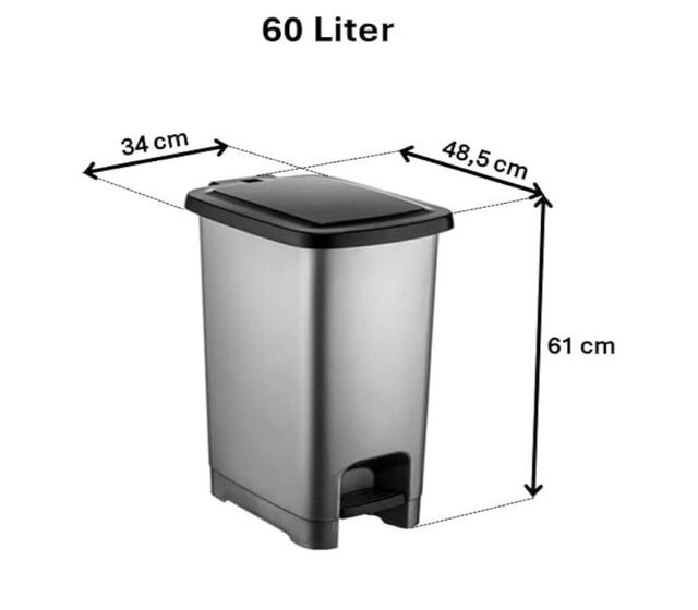 Cubo basura pedal 60L - Antracita