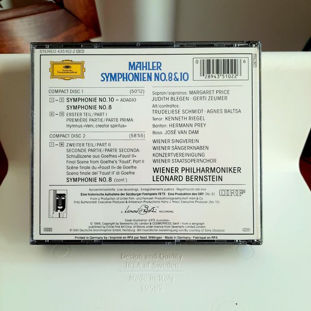 CD Mahler Sinfonia n.8 e n.10 Adagio