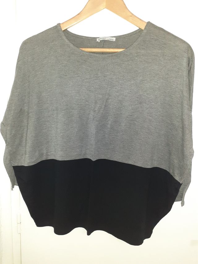 Blusa bicolor manga 3/4