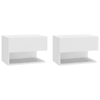 vidaXL Mesitas de noche de pared 2 unidades blanco