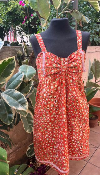 Vestido babydoll naranja estampado