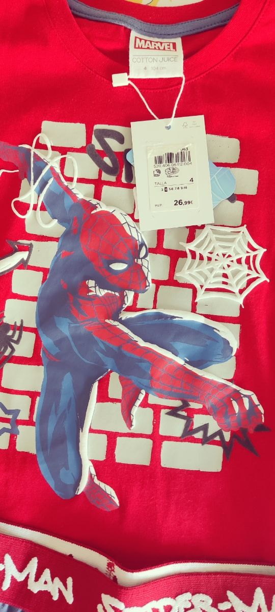 Pijama Spiderman niño - algodón Marca Marvel.