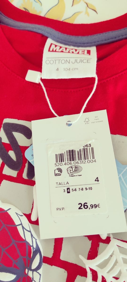 Pijama Spiderman niño - algodón Marca Marvel.