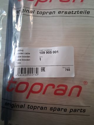 Cavo porta anteriore auto Bowden Topran 109 905 00