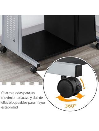 Escritorio ordenador - Negro/Plata