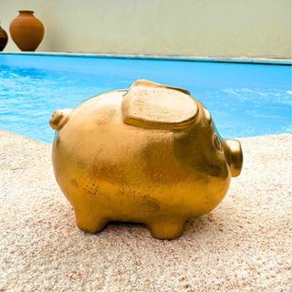 Cofrinho Porquinho Dourado Feng Shui 