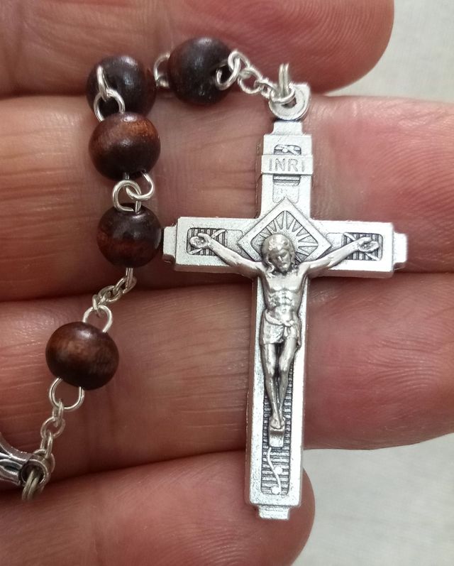 Rosario legno vintage 45cm con Crocifisso