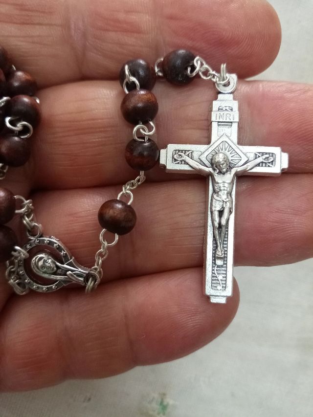 Rosario legno vintage 45cm con Crocifisso