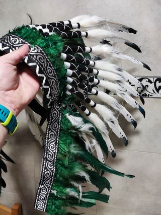 Penacho plumas verde blanco