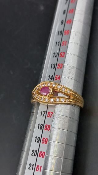 J - 0742 Anillo cinturon cristal rojo y circonitas
