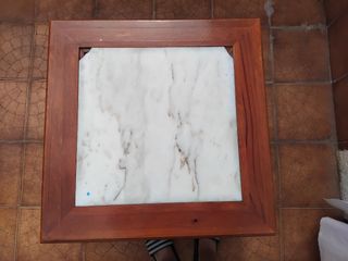 Mesa centro madera tallada - mármol