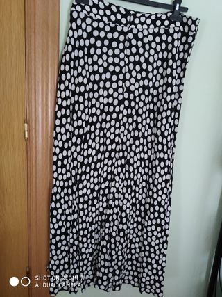 Falda midi lunares Zara - Blanco y Negro