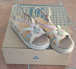 Sandalias plataforma beige-rosa