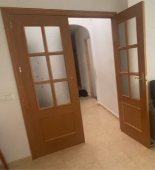 Puerta madera maciza doble cristalera roble