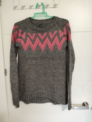 Jersey Bershka M - Gris/Rosa