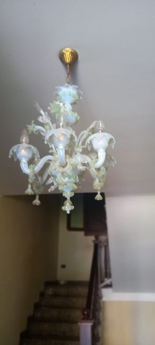 Lampadario Murano vetro turchese-verde